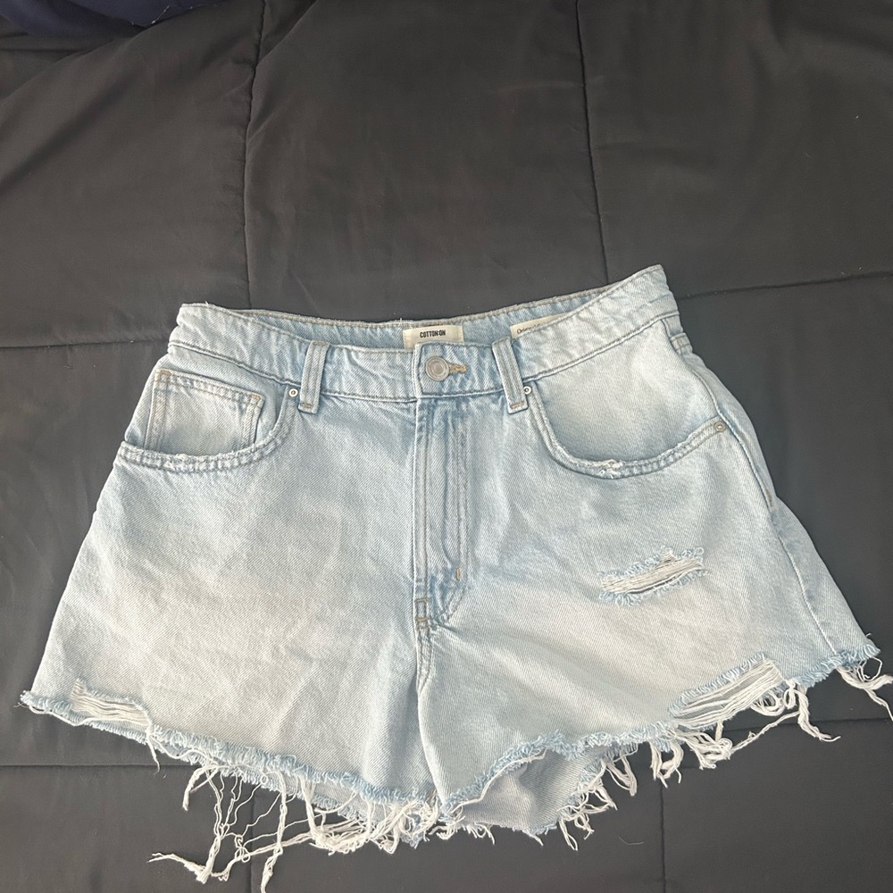 Cotton On Light Blue Distressed Denim Shorts